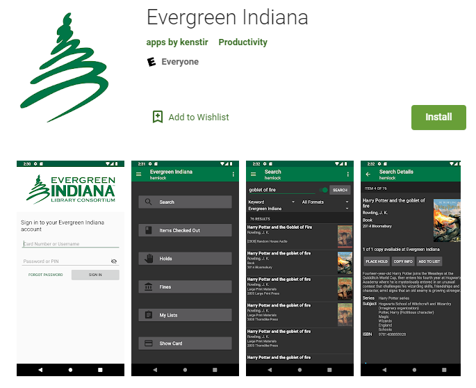 Screenshot of the Android app in the Google Play store